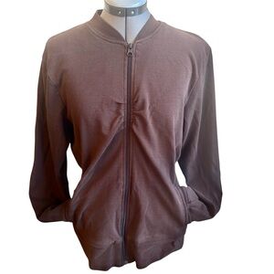 Vintage B.U.M. Equipment Y2K Brown Zip Up Sweater Ruched Front 90s Streetwear